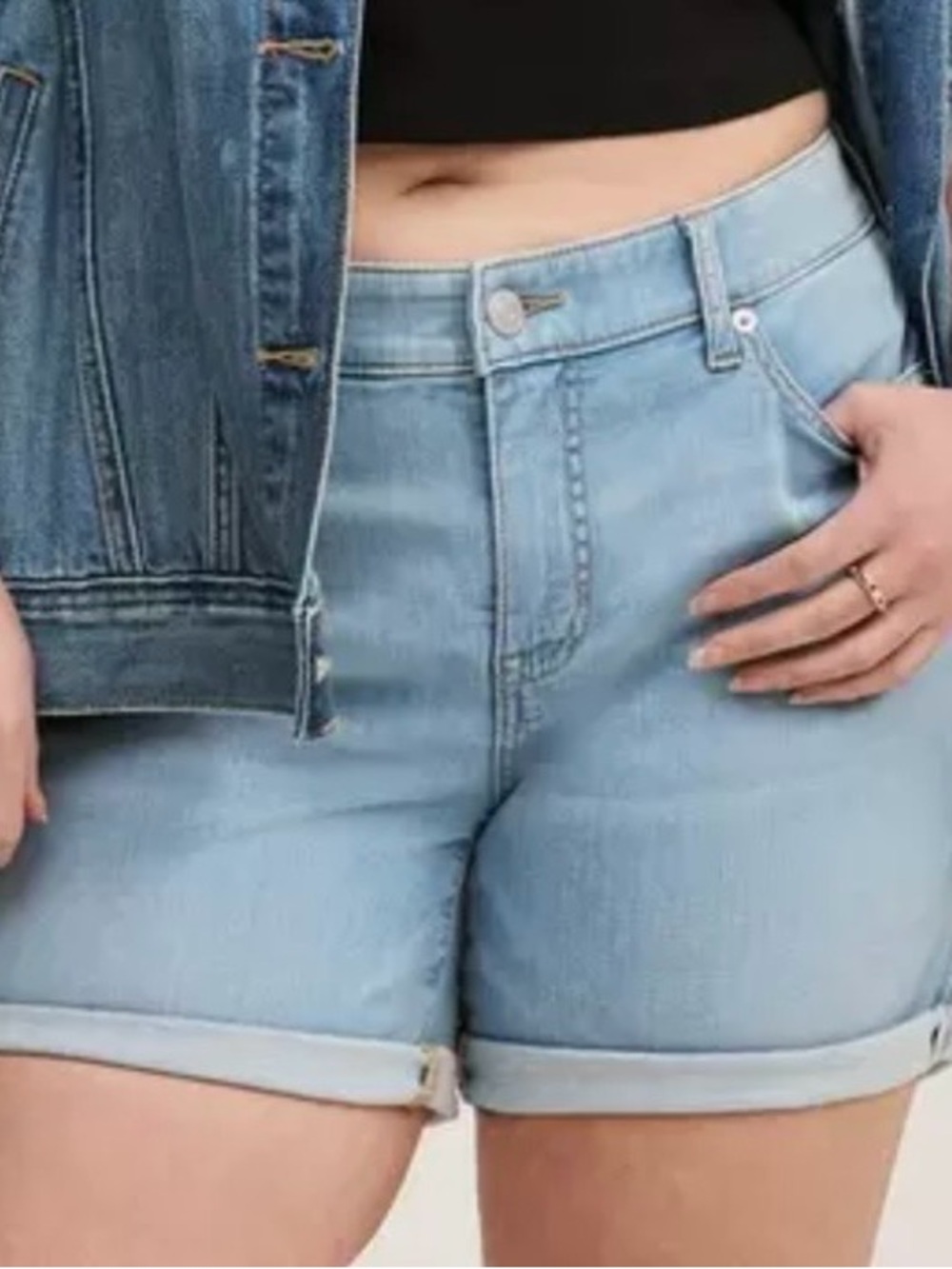 Torrid Light Blue Denim Roll-Hem Women's Shorts